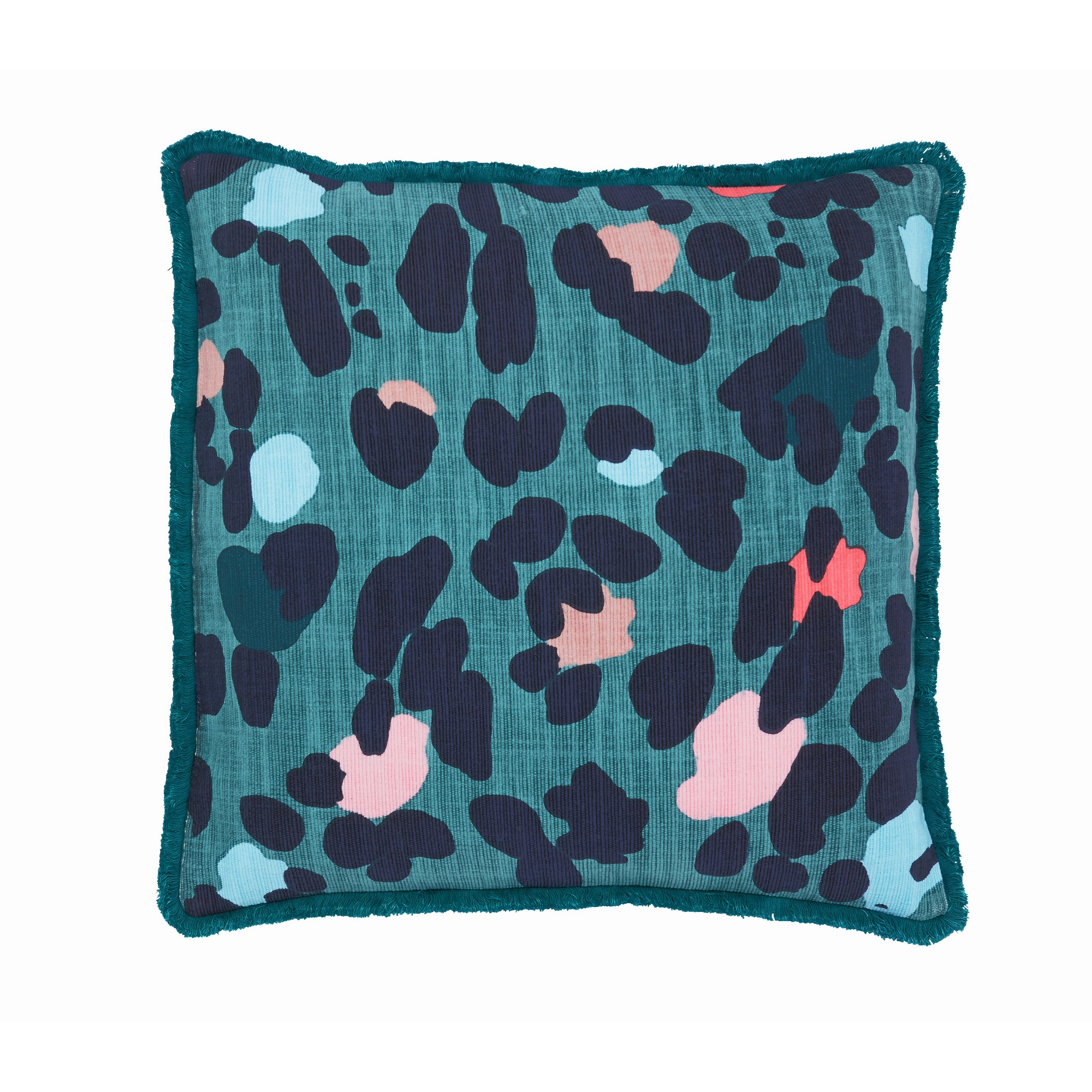 Lynx Leopard Cotton Cushion By Joules In Multi